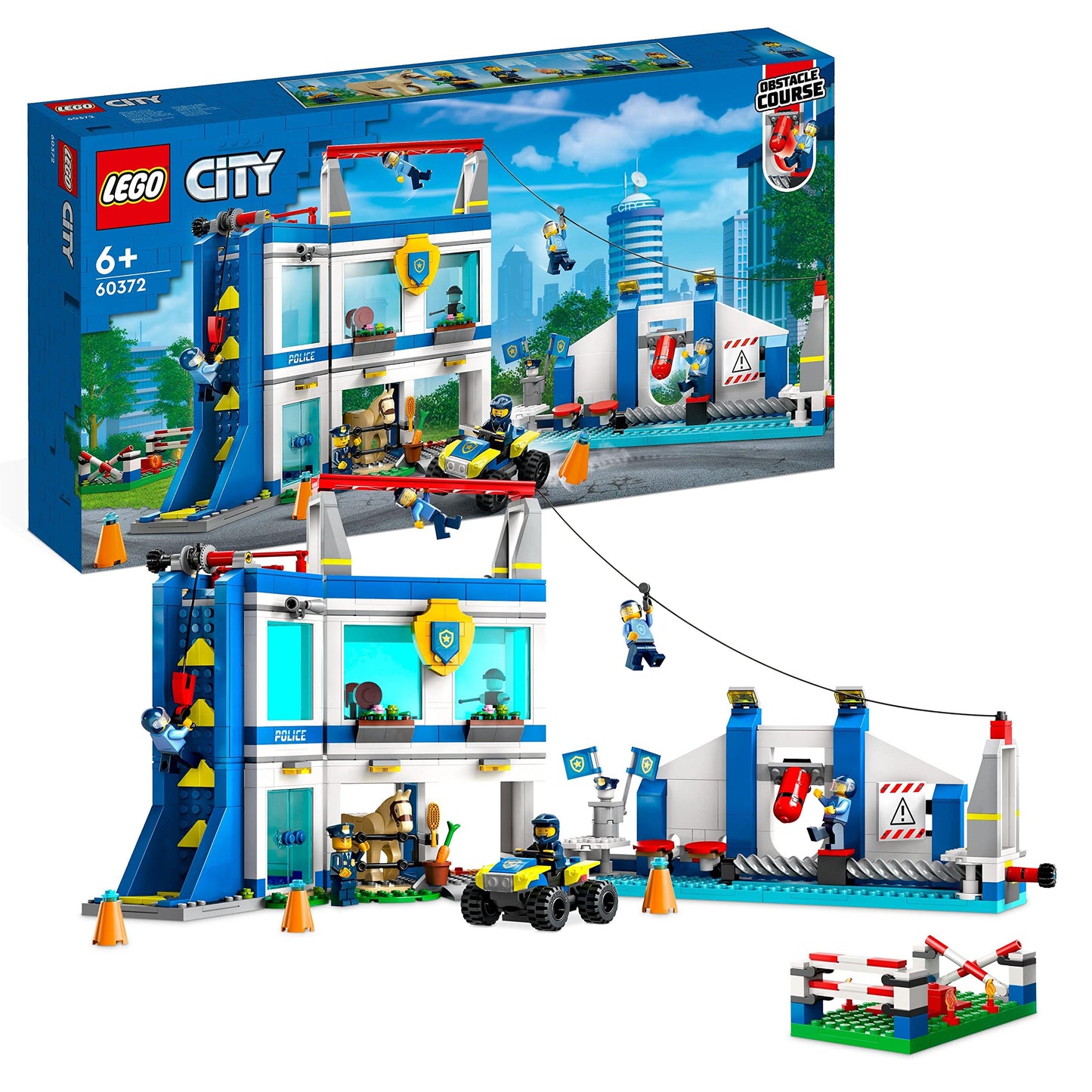 LEGO City Police Training Academy 60372, Station Playset with Obstacle Course, Horse Figure, Quad Bike Toy and 6 Officer Minifigures, for Kids Ages 6