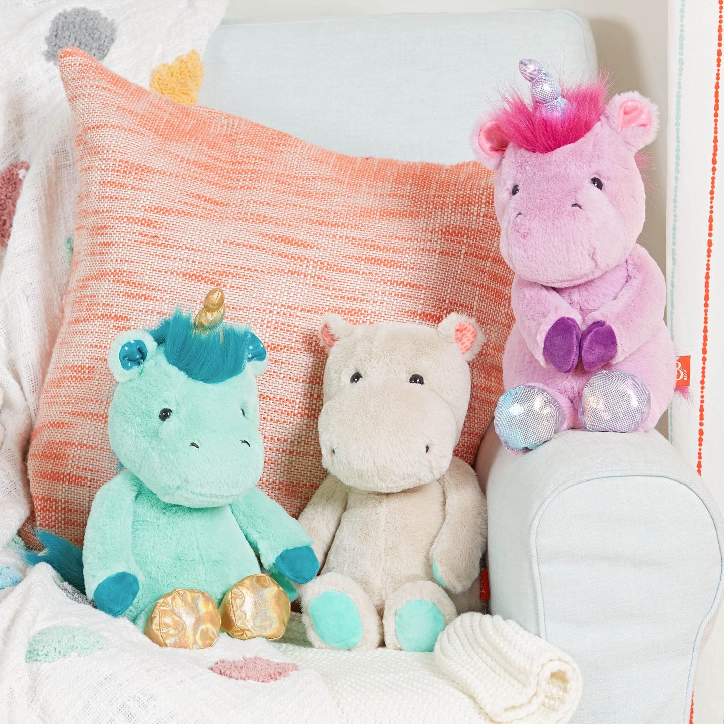 B. toys - 12-Inch Plush Hippo - Stuffed Animal - Soft & Gray Hippopotamus Toy - Washable Toys for Baby, Toddler, Kids - Happyhues - Garry Grey Hippo