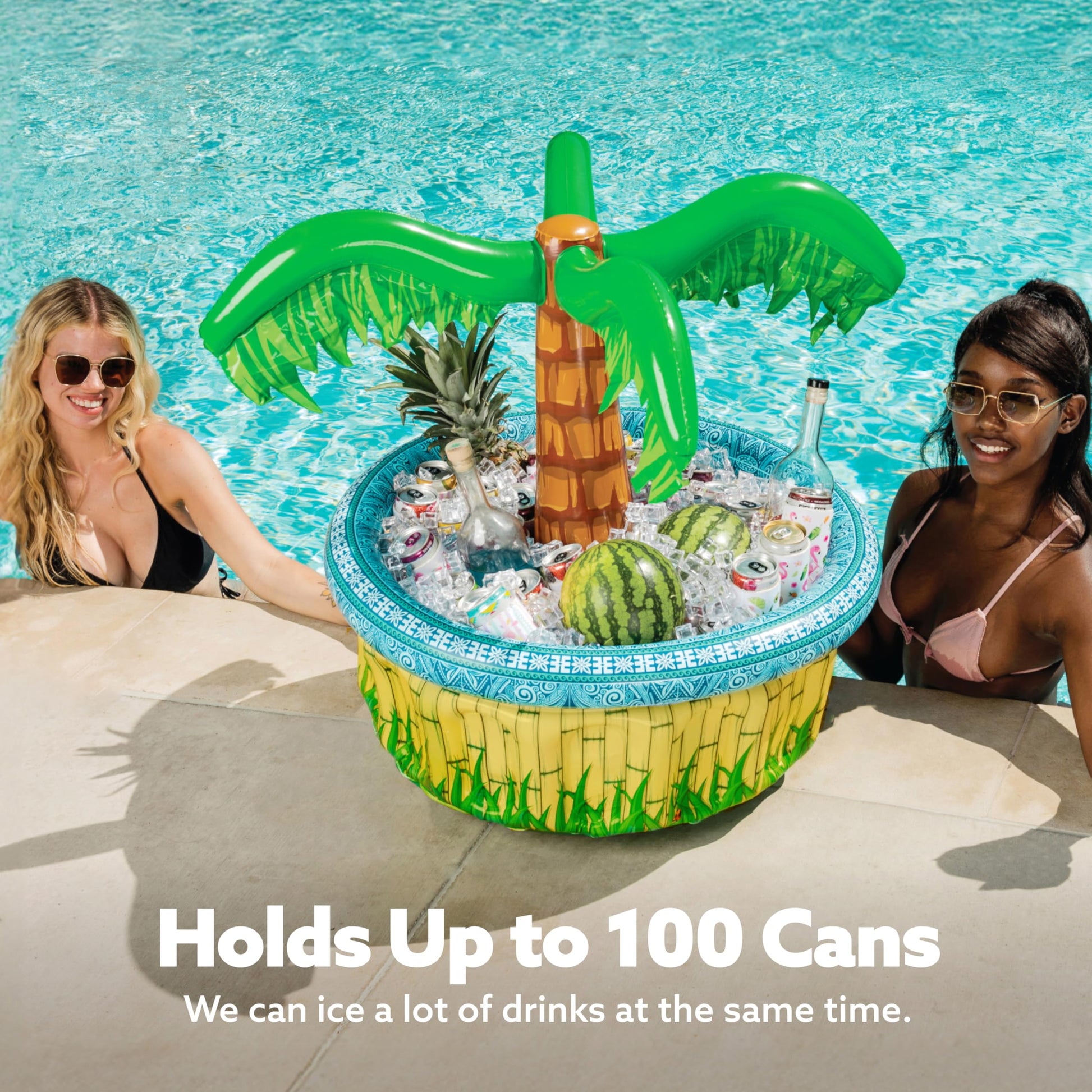 JOYIN 28” Inflatable Palm Tree Cooler, Luau Hawaiian Tropical Beach Themed Party Decorations, Blow Up Palm Trees Cooler Outdoor Party Supplies, Kids