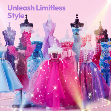 Klever Kits 400+PCS Fashion Design Crafts for Kids, Art and Crafts, DIY Sewing Kits with 3 Mannequins for Girls Aged 8-12, Birthday Presents, Toys