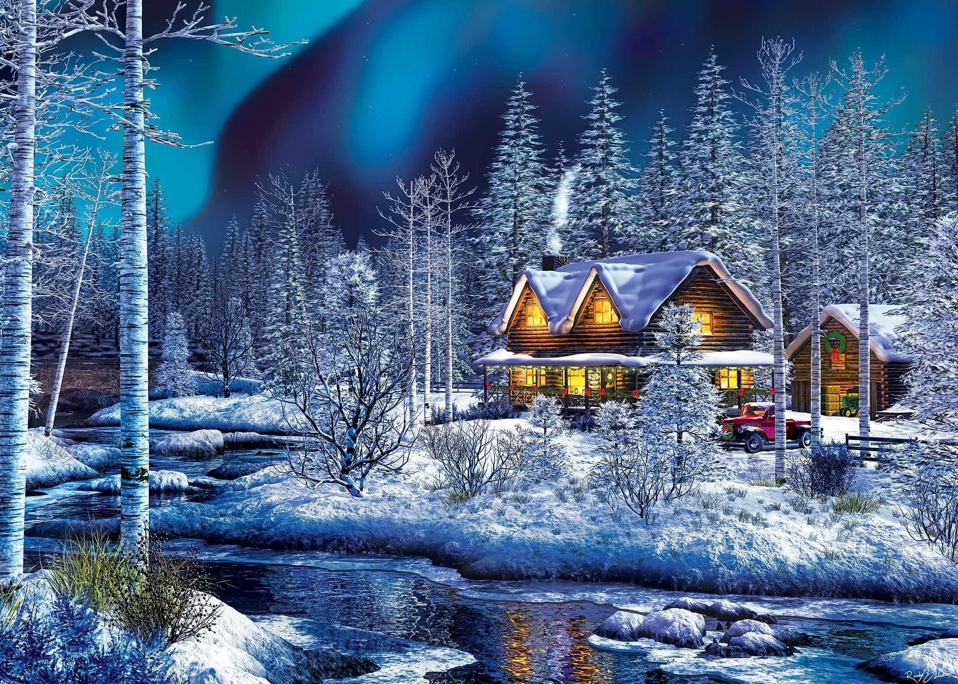 Masterpieces 500 Piece Glitter Christmas Jigsaw Puzzle - Northern Lights - 15"x21"