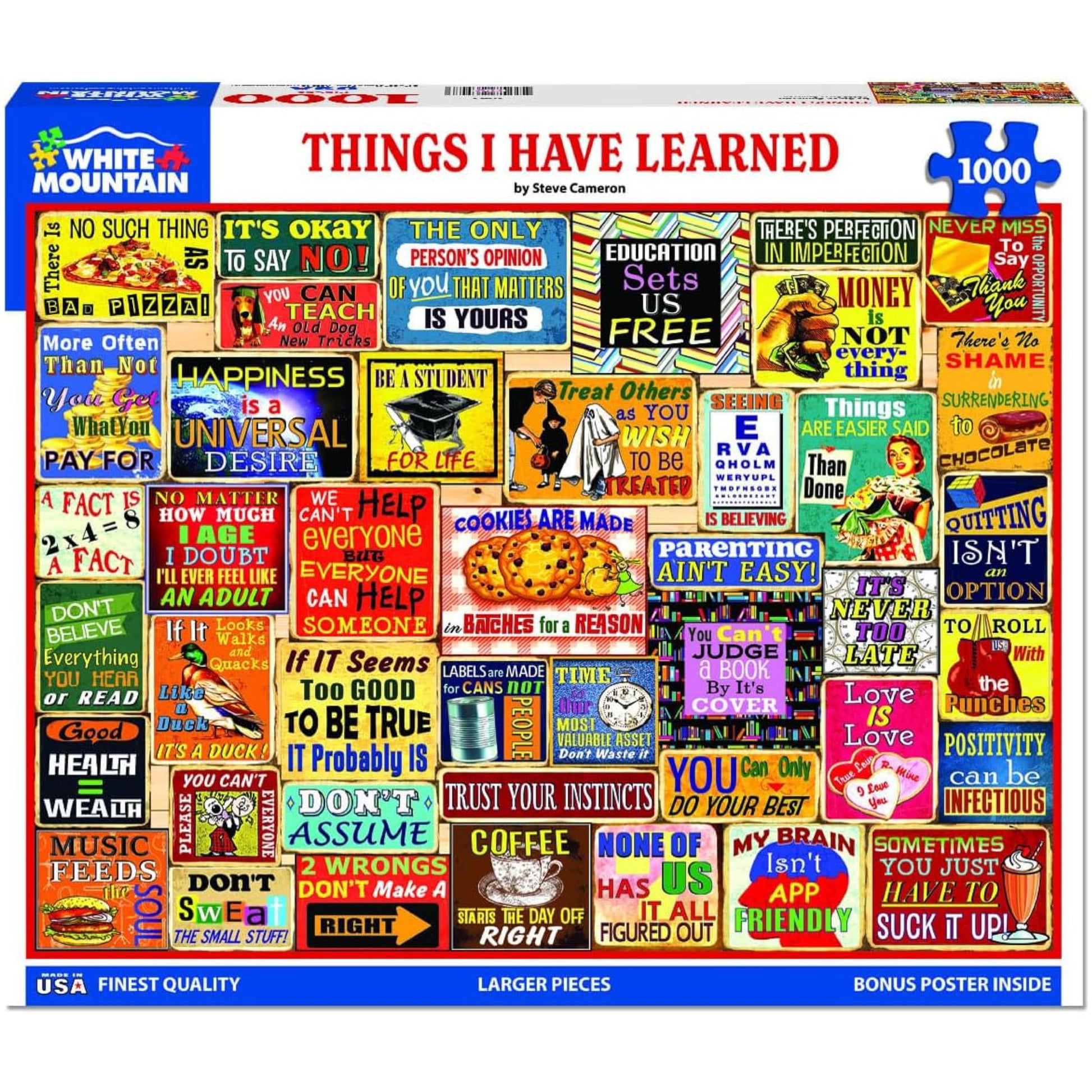 White Mountain 1000 Piece Jigsaw Puzzle Funny Quote, Things I Have Learned
