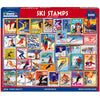 White Mountain 1000 Piece Jigsaw Puzzle Winter Christmas, Ski Stamps