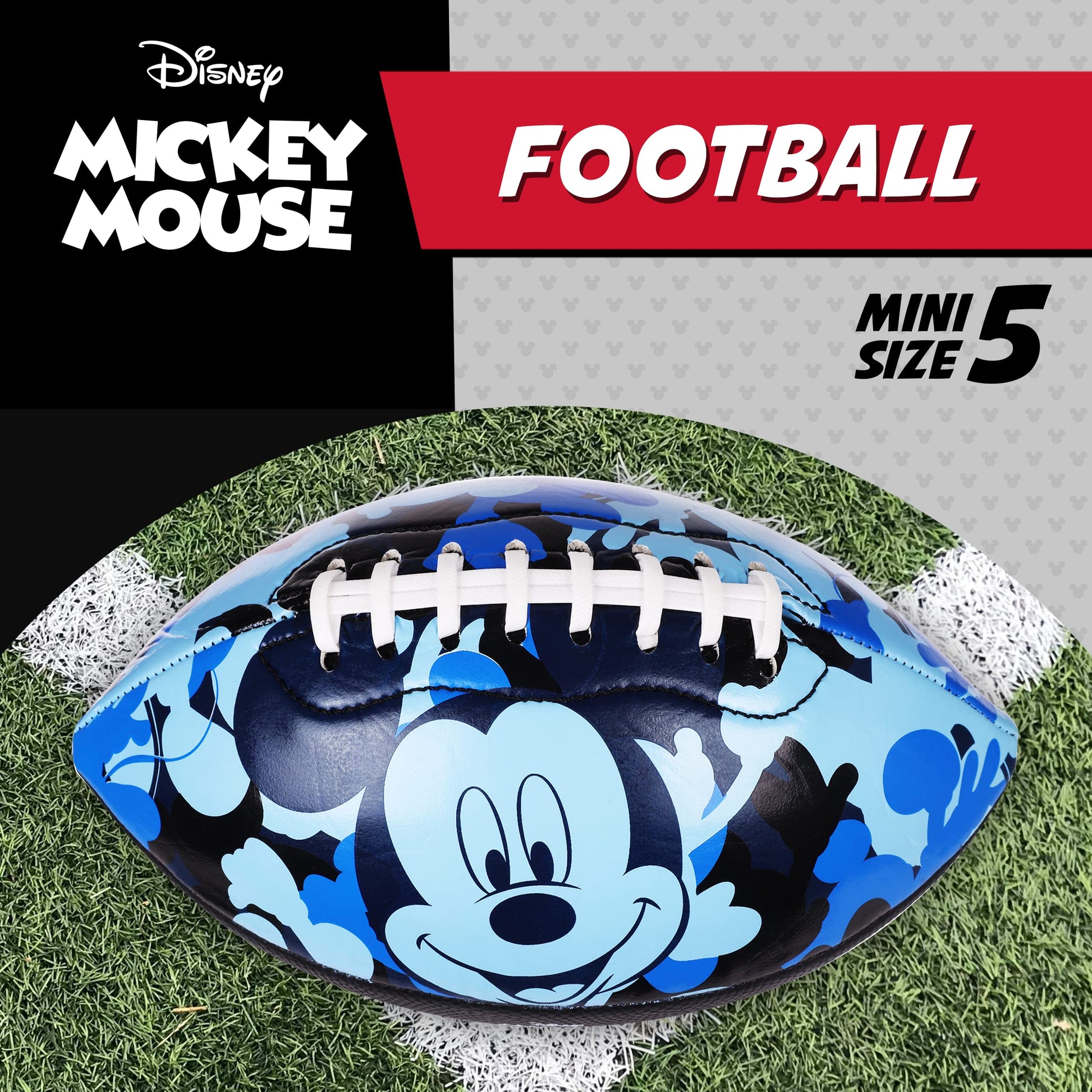 Disney Mickey Mouse Youth Football, Silhouettes Design Small Mini Peewee Football for Kids, Size 5, Blue