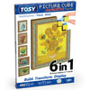 TOSY Picture Cube Floral Masterpieces: 6-in-1 Magnetic Picture Puzzle, 80 Blocks, 480 Puzzle Faces, 0.6in, B043, Seamless UV Art, Display-Ready Frame