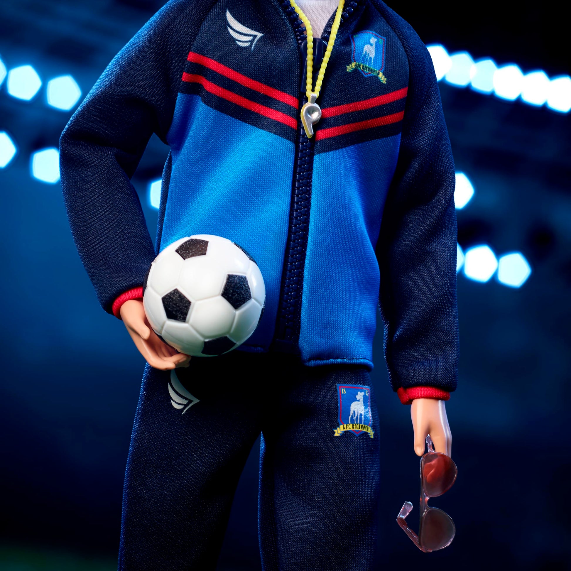 Barbie Signature Fashion Doll, Ted Lasso Wearing Blue Tracksuit with AFC Richmond Logo, Collectible in Displayable Packaging