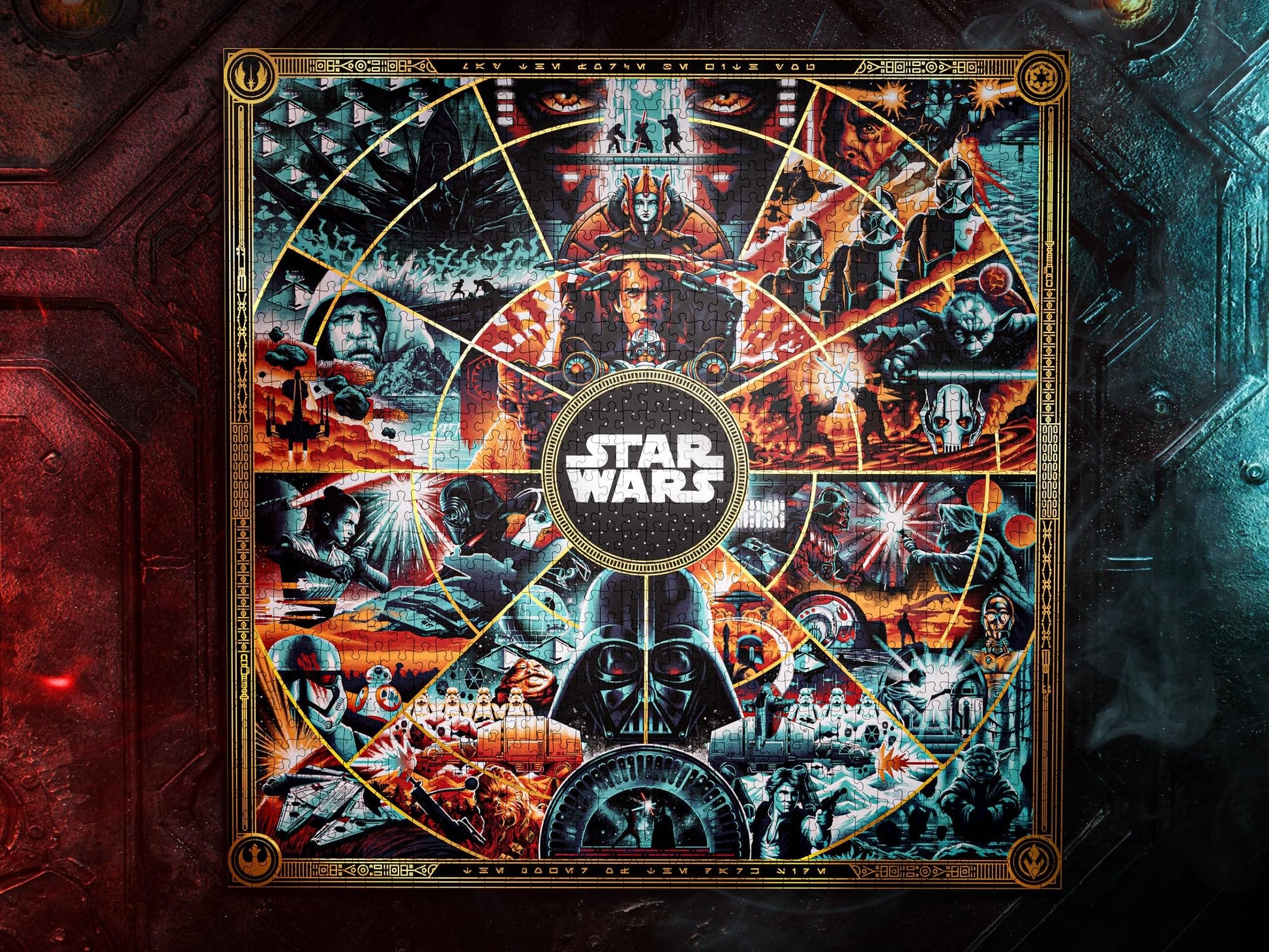 theory11 Star Wars Jigsaw Puzzle - 1,000 Pieces with Gold Foil Accents, Official Lucasfilm Collectible with Carrying Pouch