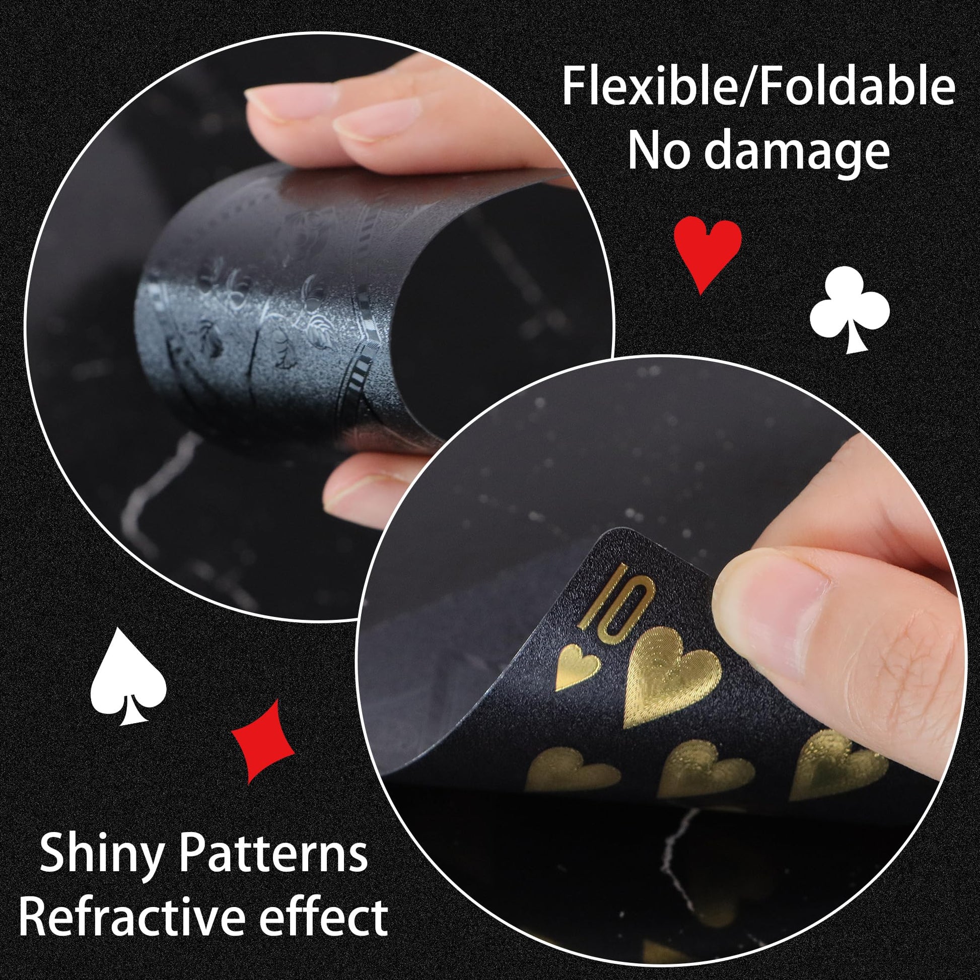 Playing Cards 2 Pack, Waterproof Cards, Plastic Playing Cards, Deck of Card, Cool Black Poker Card Professional Set for Table Magic Pool Camping Party