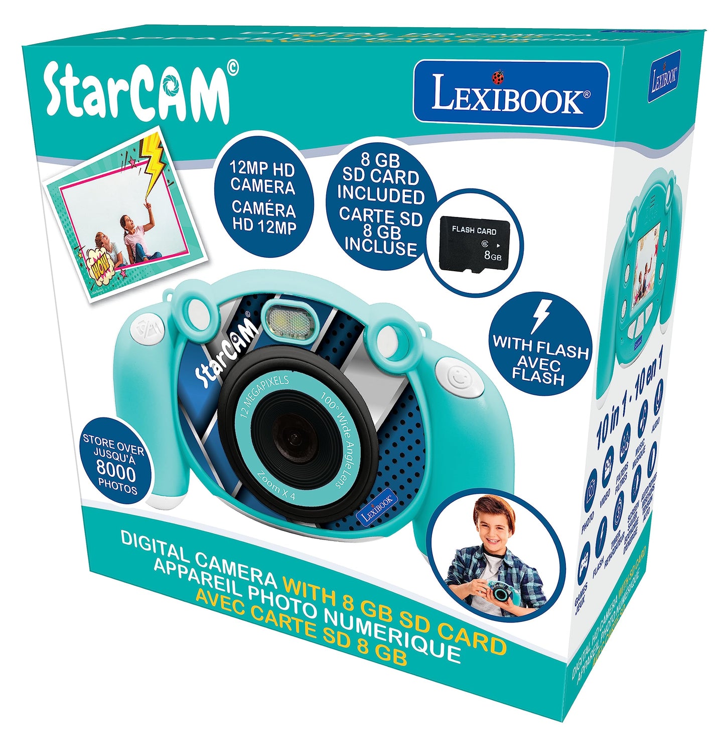 Lexibook - 4-in-1 Kids Camera with Photo, Video, Audio and Game Functions - DJ080