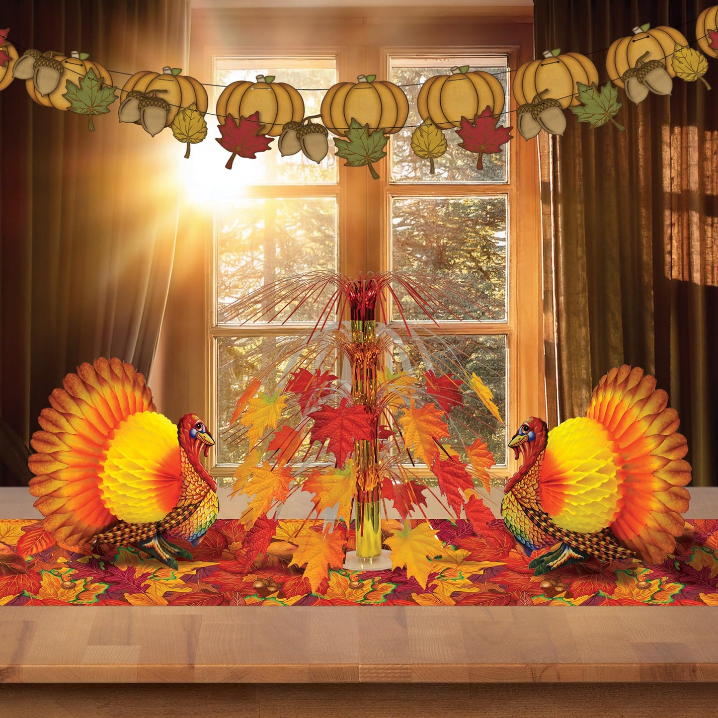 Beistle Tissue Turkey Centerpieces 12", Pack of 2, Fall Colors