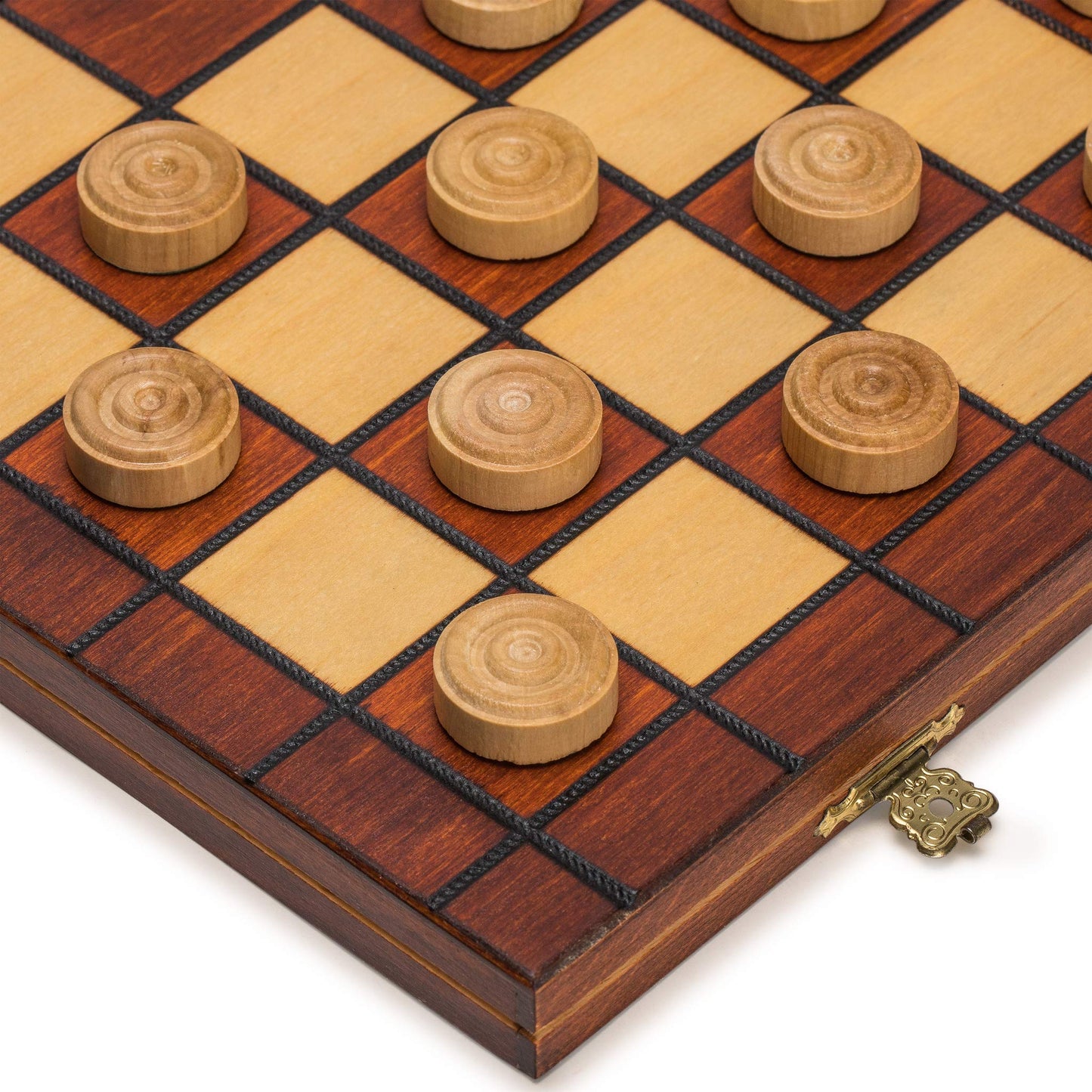 Checkers Set in Folding Wooden Case - 100 Playing Field - 15-1/2''