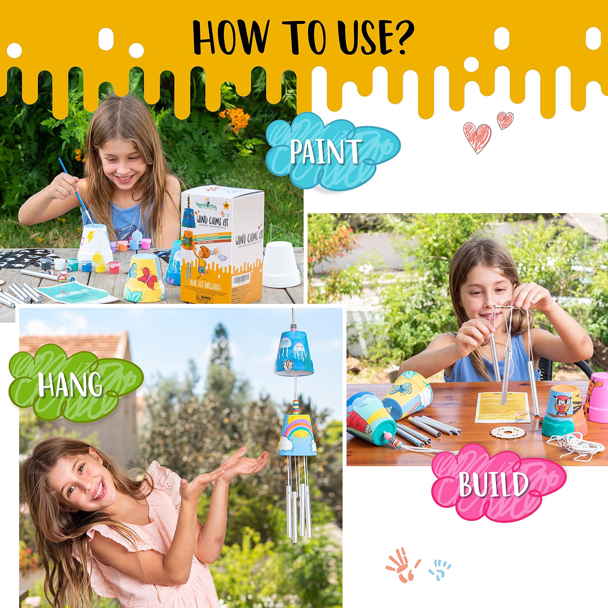 Make Your Own Wind Chime Craft Kit, 2-Pack - Large Bells, Stencils & Beads | DIY Arts and Crafts for Kids Ages 6-12 | Creative Gift for Boys and Girls