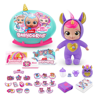 Babycorns Interactive Baby Doll Series 1 Large (Unicorn) by ZURU with Lights and Sounds, Magical Babydolls, Surprise, Unboxing, Girls, Dolls, Story
