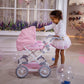 JC Toys | Berenguer Boutique | Deluxe Foldable Baby Doll Stroller with Canopy | Removable Carry Basket | Pink | Ages 3+