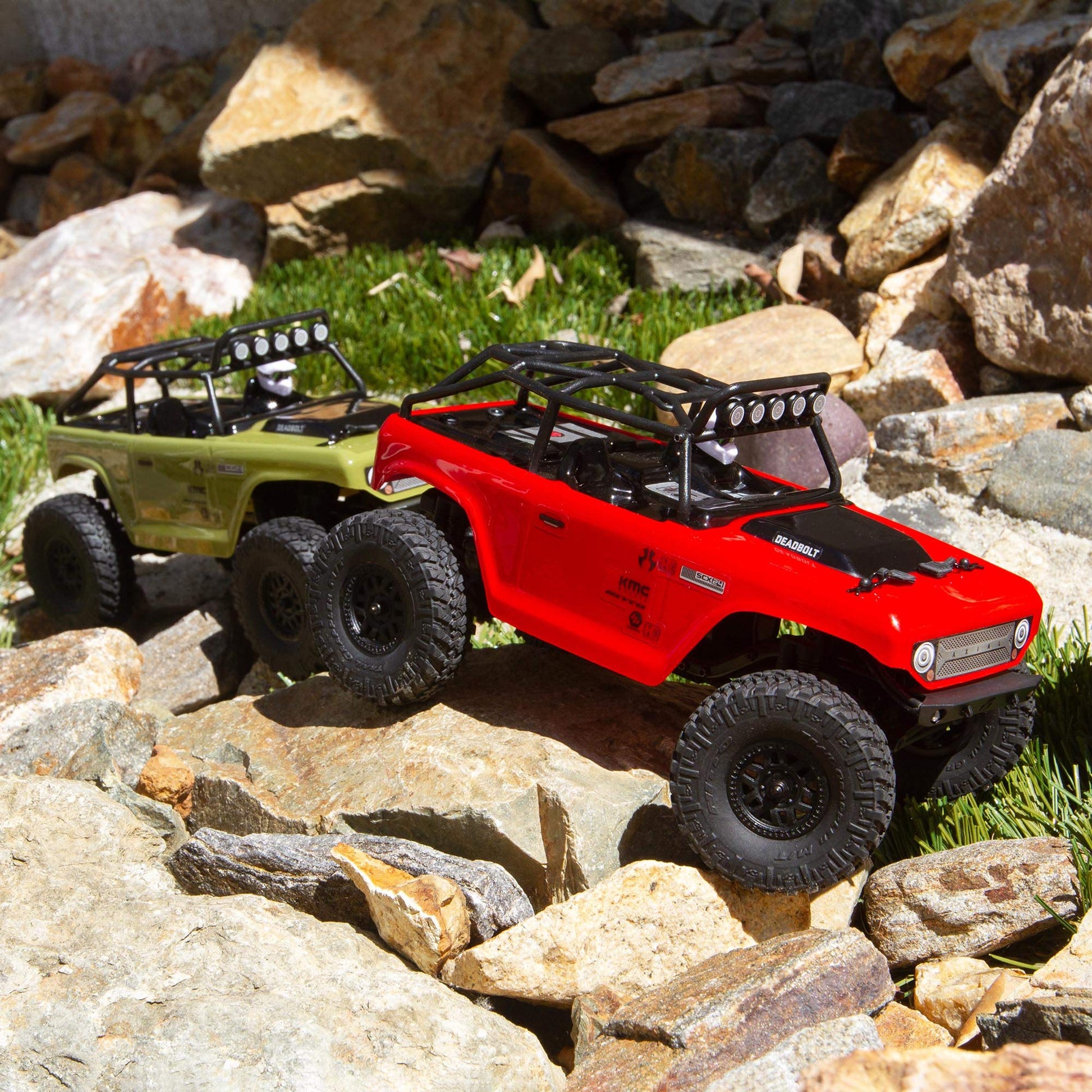 Axial SCX24 1/24 Deadbolt RC Crawler 4WD Truck 8" RTR with LED Lights, 3-Ch 2.4GHz Transmitter, Battery, and USB Charger: (Red) AXI90081T1