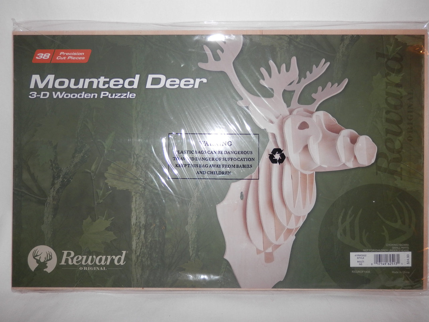 Mounted Deer 3-D Wooden Puzzle 38 Precision cut pieces by reward