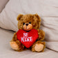 Plushland Stuffed Mocha Heart Bear - Be Mine- Plush Bear Toy for Kids & Adults - Embroidered Heart Pillow - Brown-6 inches