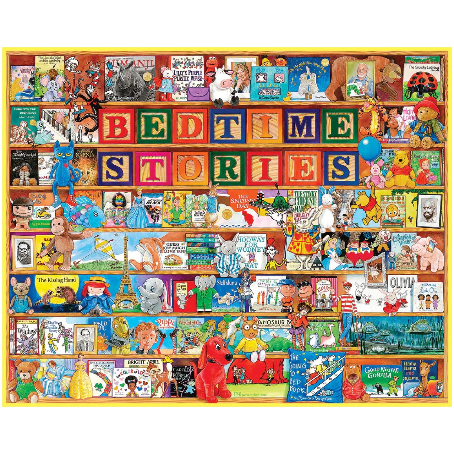 White Mountain 1000 Piece Jigsaw Puzzle Book Collage Puzzles with Large Pieces Gift for Adults and Family 24"x30" - Bedtime Stories