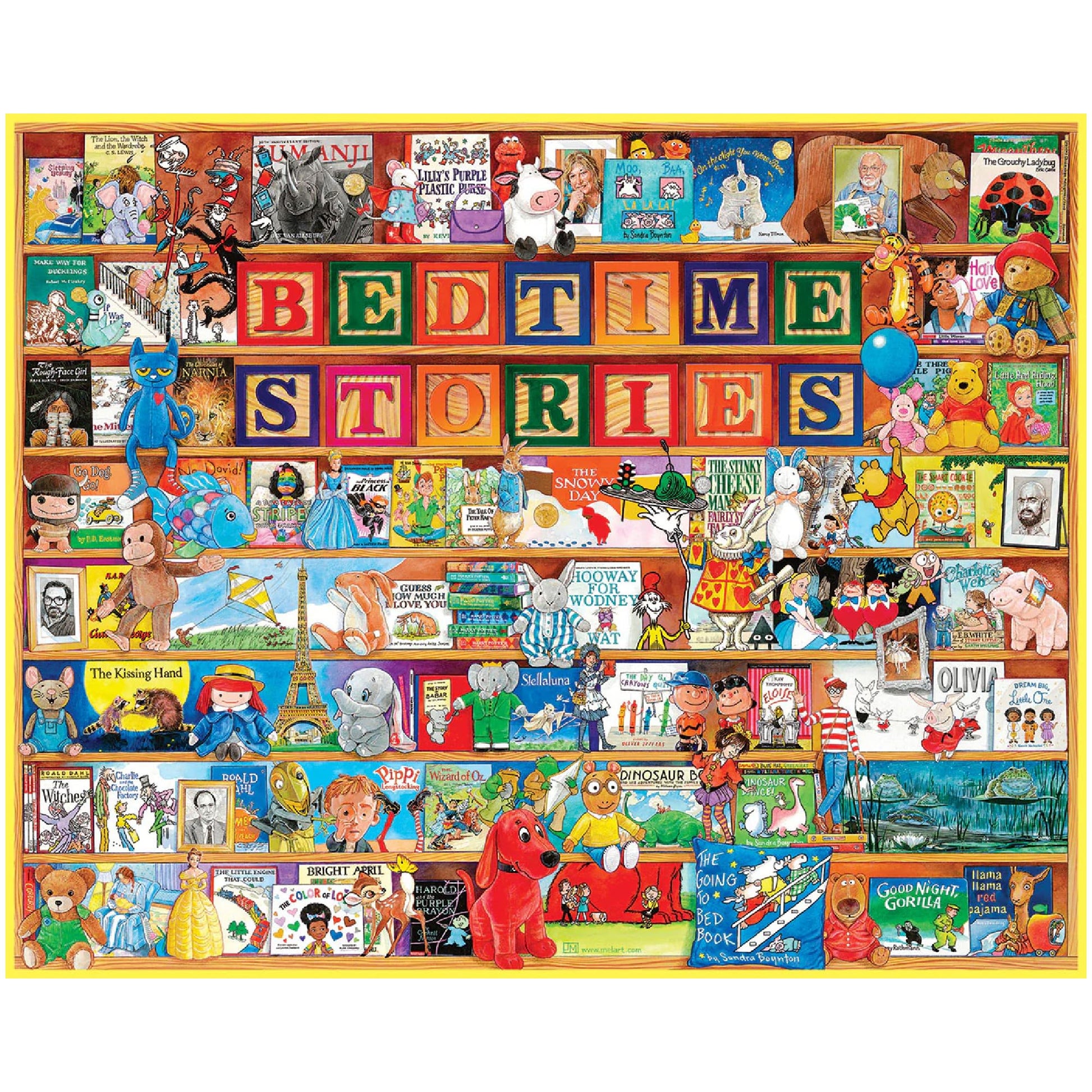 White Mountain 1000 Piece Jigsaw Puzzle Book Collage Puzzles with Large Pieces Gift for Adults and Family 24"x30" - Bedtime Stories