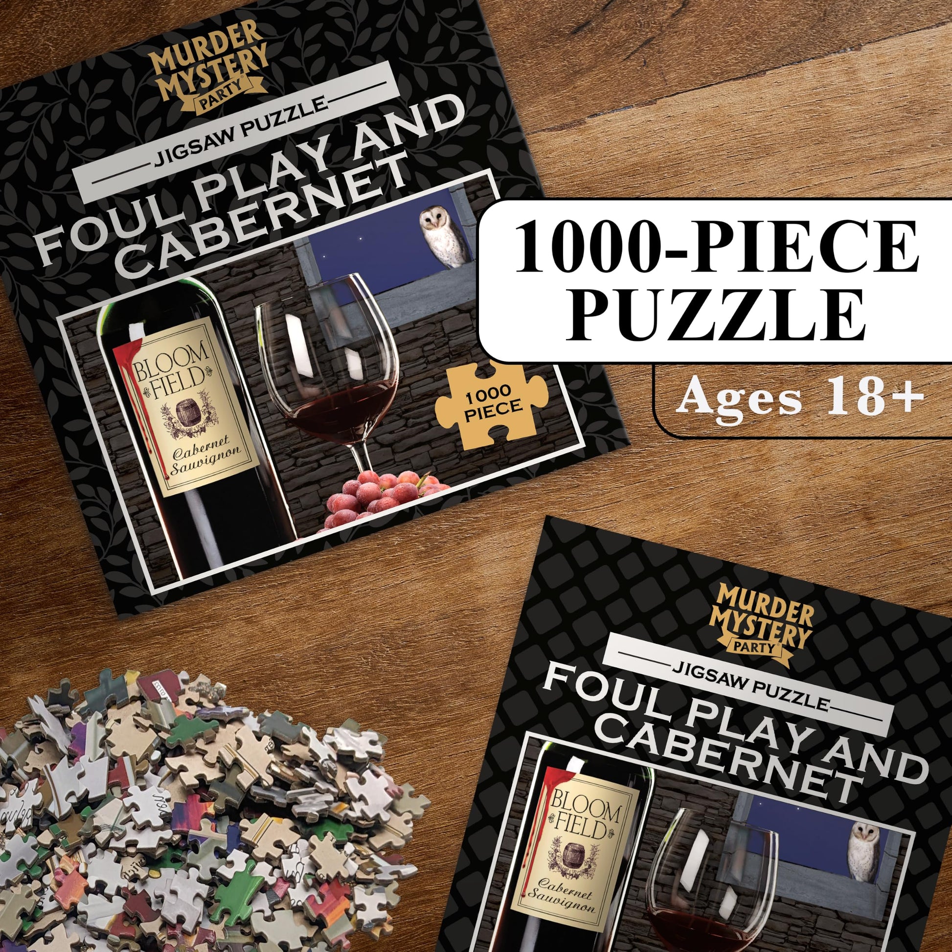 Foul Play & Cabernet 1000-Pc Murder Mystery Jigsaw Puzzle Adults Ages 15+