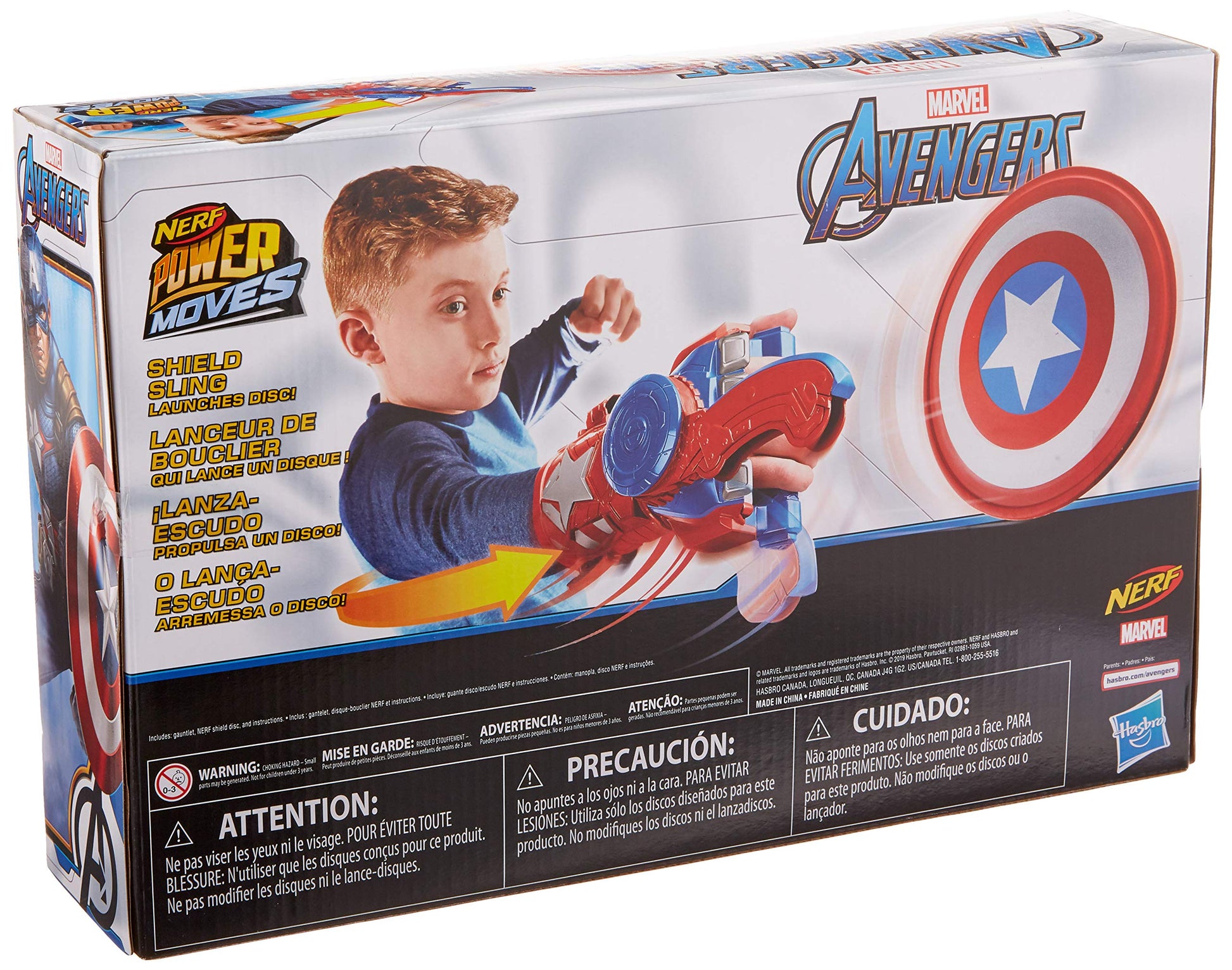 Marvel NERF Power Moves Avengers Captain America Shield Sling NERF Disc-Launching Toy for Kids Roleplay, Toys for Kids Ages 5 and Up