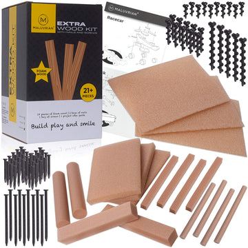 MALUVRIAN Arts and Craft Kit for Kids Extra Foam Wood Kit with 18 Pieces of Craft Foam Wood | Kids Tool Set | Building Toys Educational | Learning