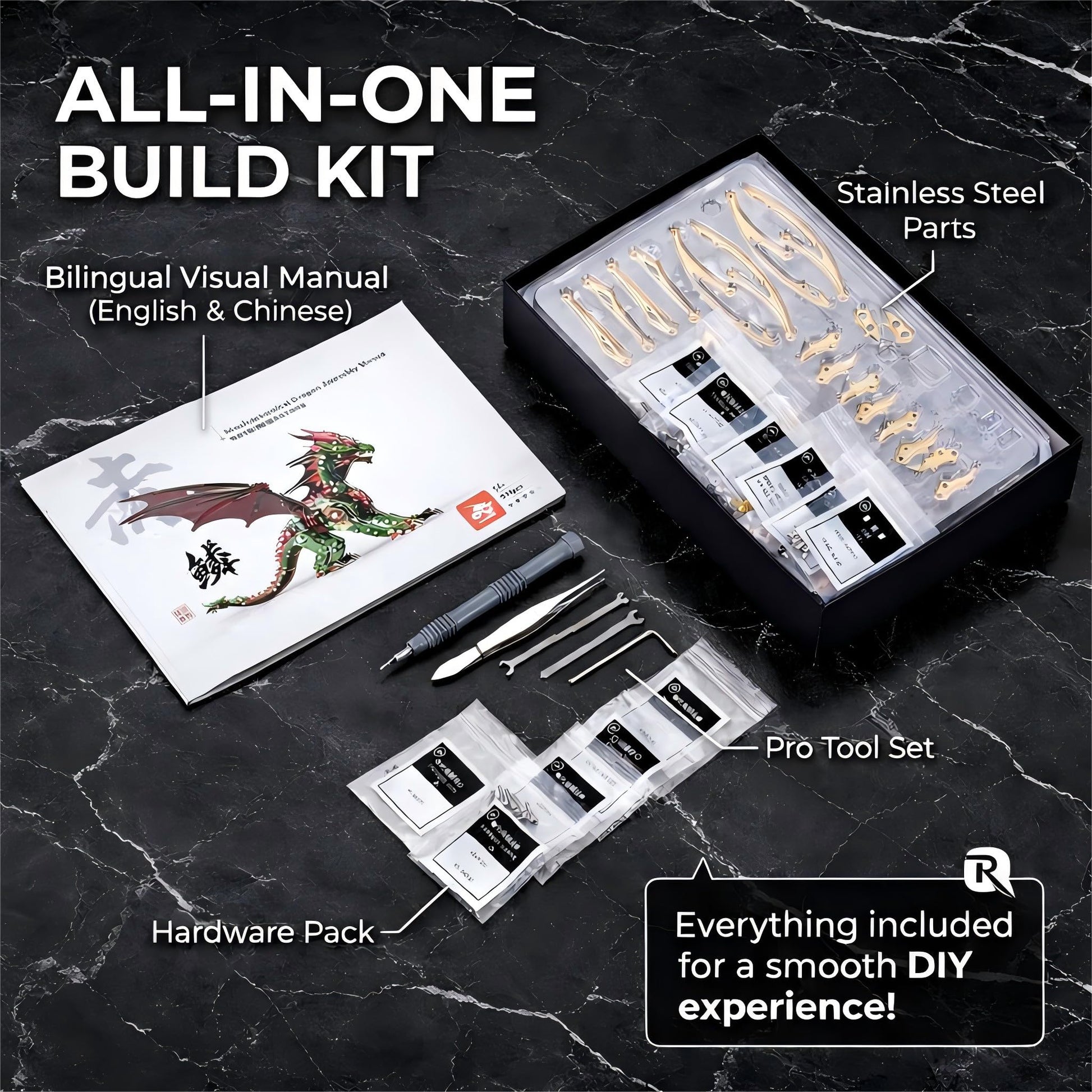 LONGPIN 3D Metal Puzzles for Adults, Mechanical Dragon Model Kit
