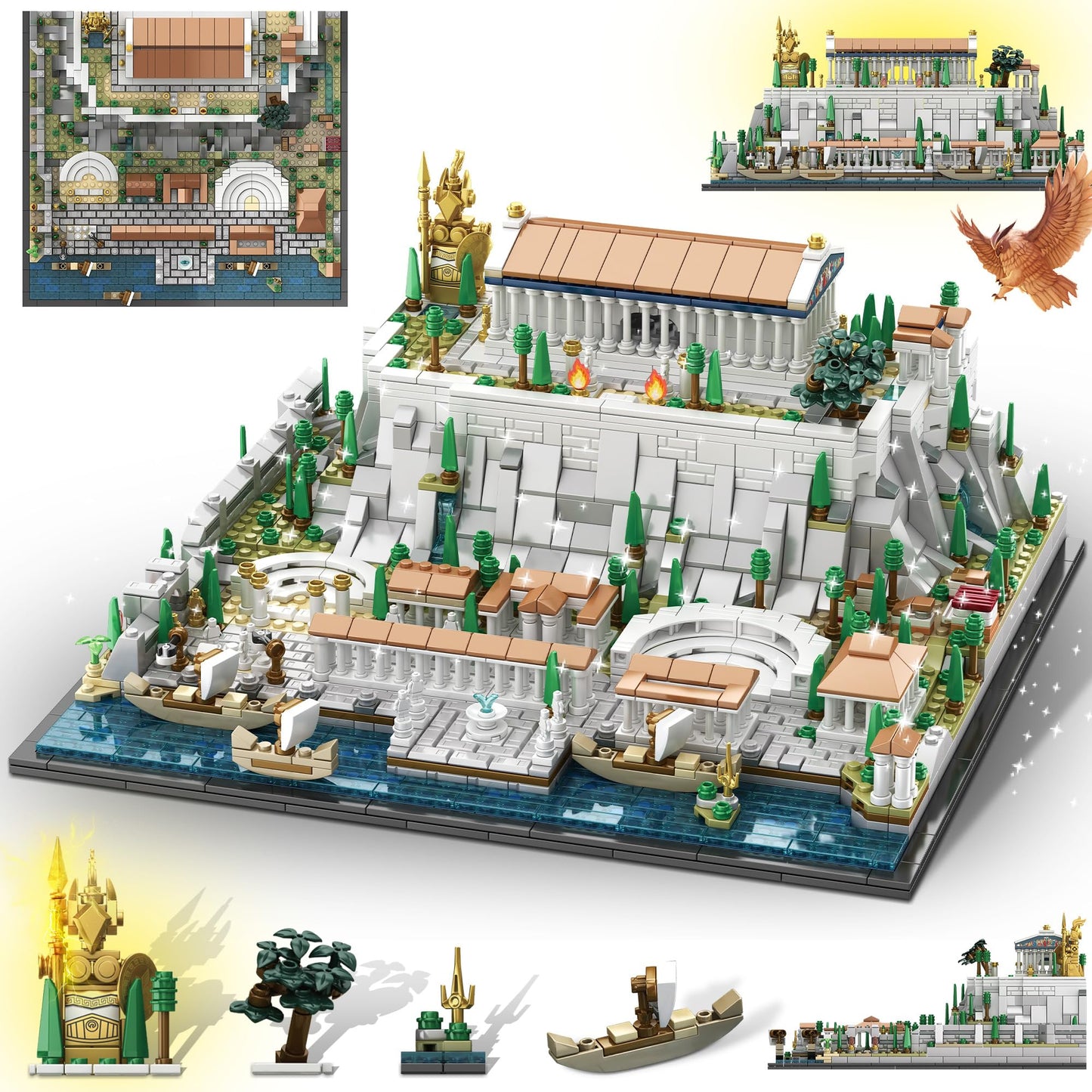 kvsju Architecture Acropolis Castle, Famous Landmark Architecture Athenian Acropolis Building Block Sets, Collectible Exhibition Model for Children