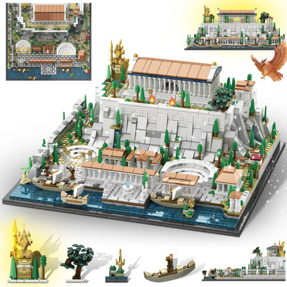 kvsju Architecture Acropolis Castle, Famous Landmark Architecture Athenian Acropolis Building Block Sets, Collectible Exhibition Model for Children