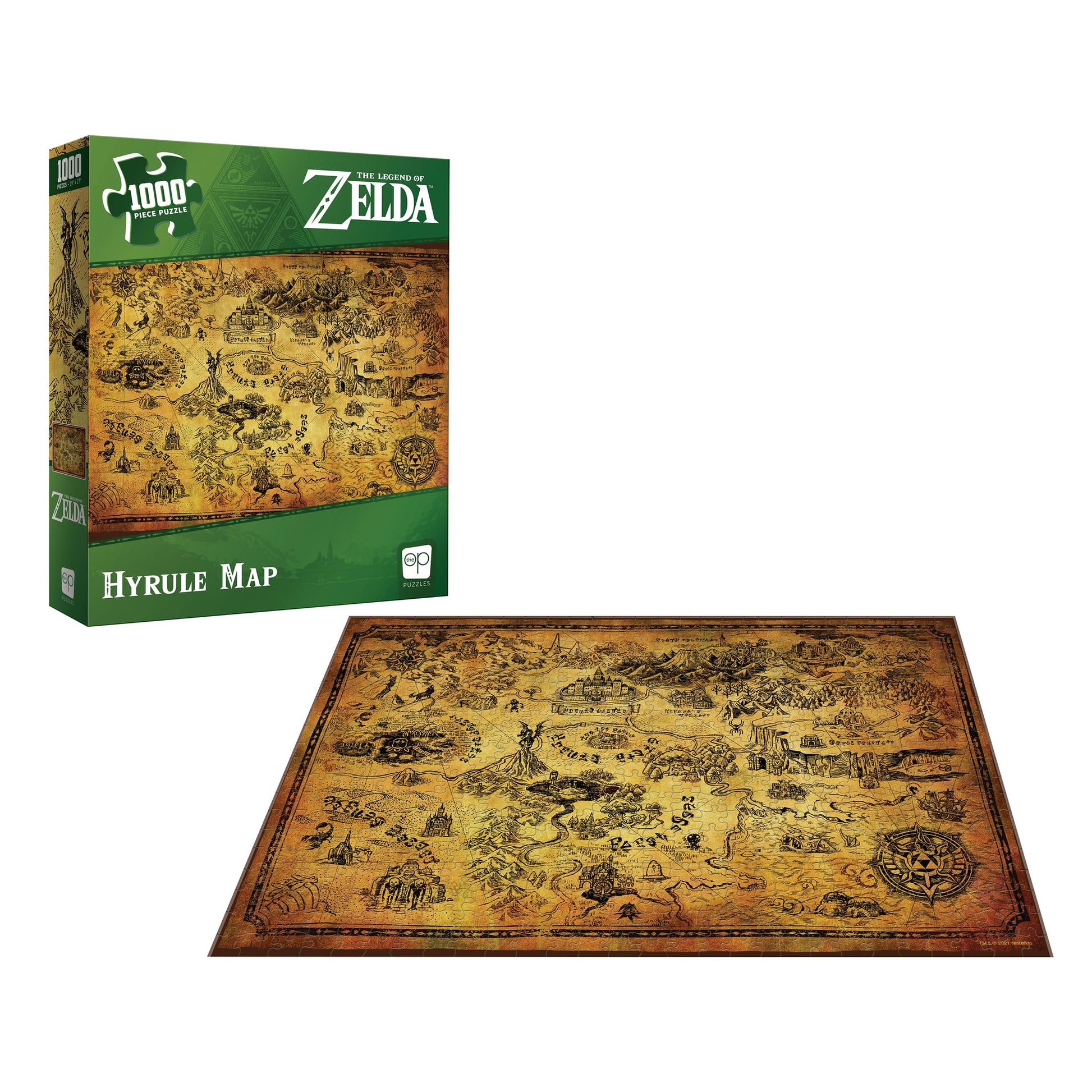 The Legend of Zelda Hyrule Map 1,000 Piece Jigsaw Puzzle | Collectible Puzzle Featuring Stylized Hyrule Map from The Legend of Zelda Video Games |
