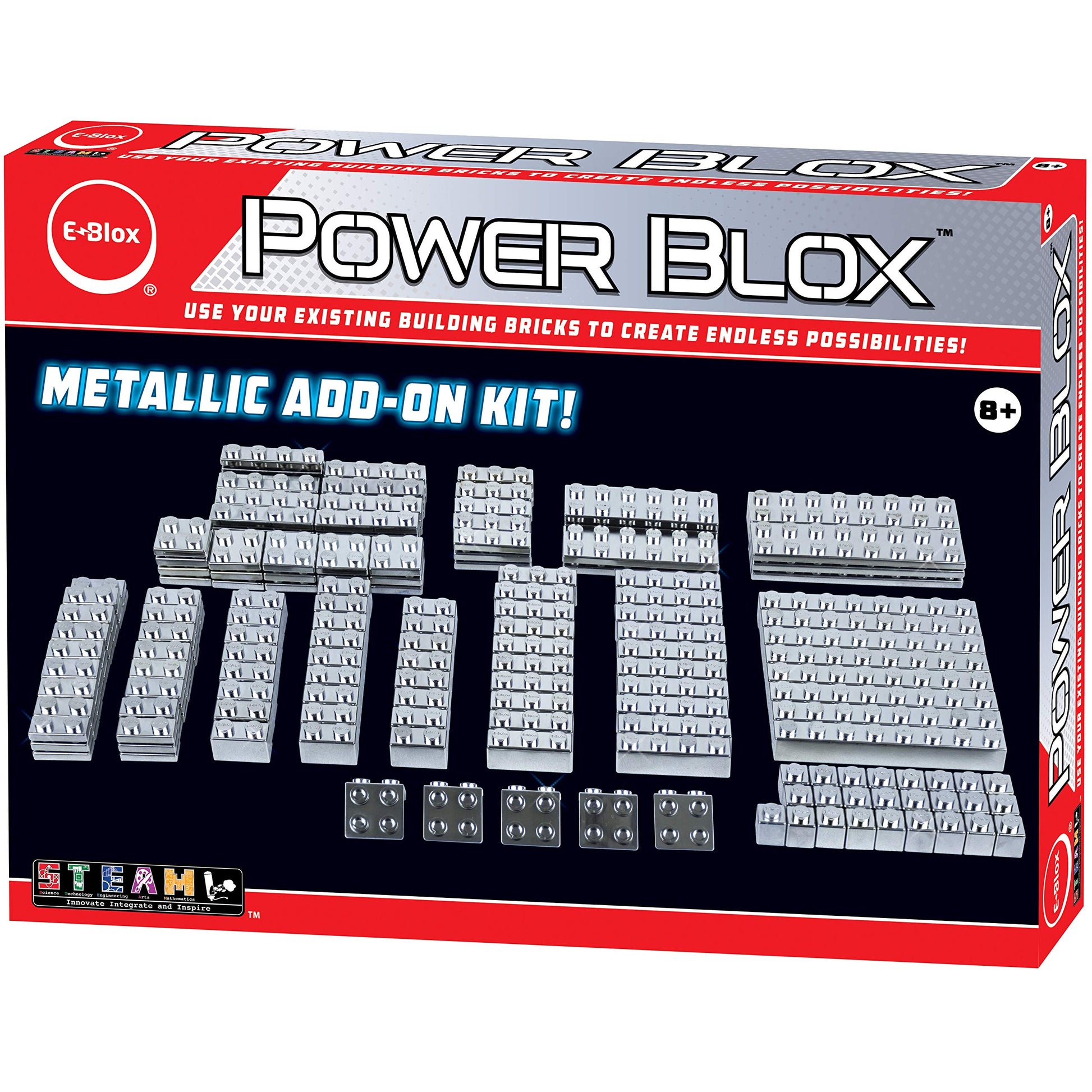 E-Blox Power Blox Builder - Metallic Add-ons Kit - Light-Up Building Blocks Toys Set for Kids Ages 8+