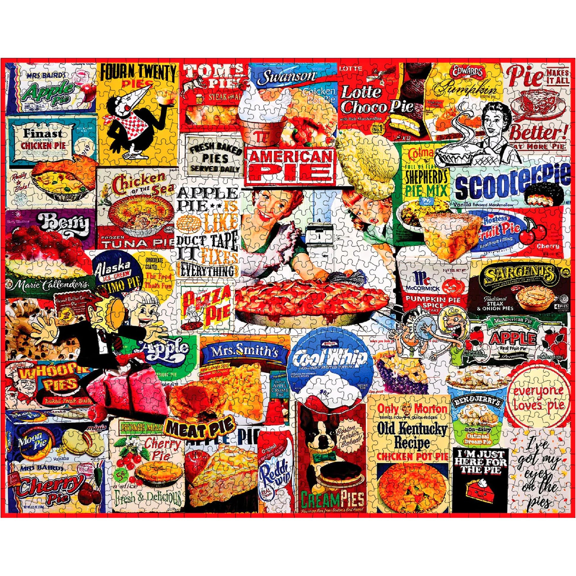 White Mountain 1000 Piece Jigsaw Puzzle Nostalgic Pie Label Collage, Pies