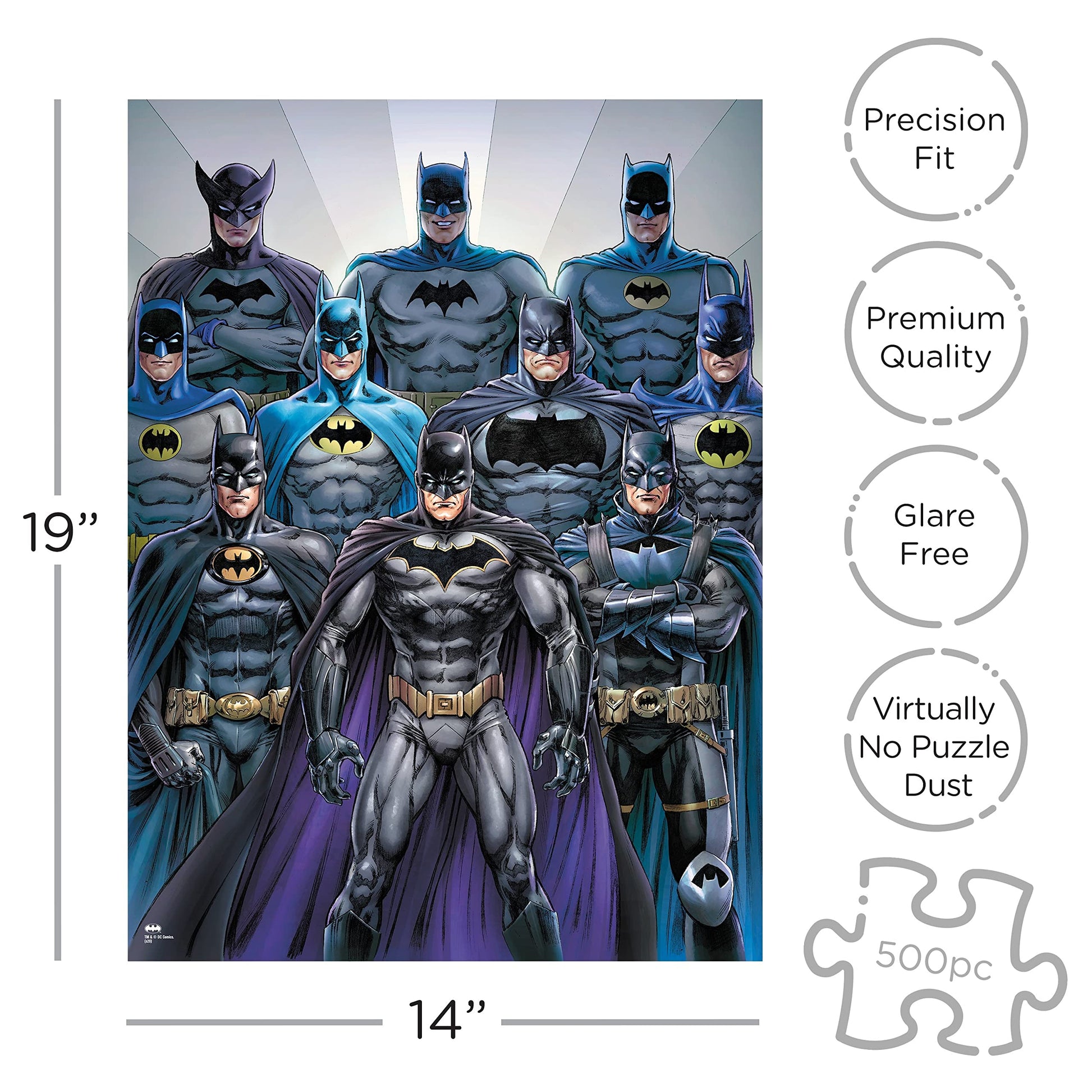 AQUARIUS DC Comics Batman Batsuits Puzzle (500 Piece Jigsaw Puzzle) - Glare Free - Precision Fit - Officially Licensed DC Comics Merchandise
