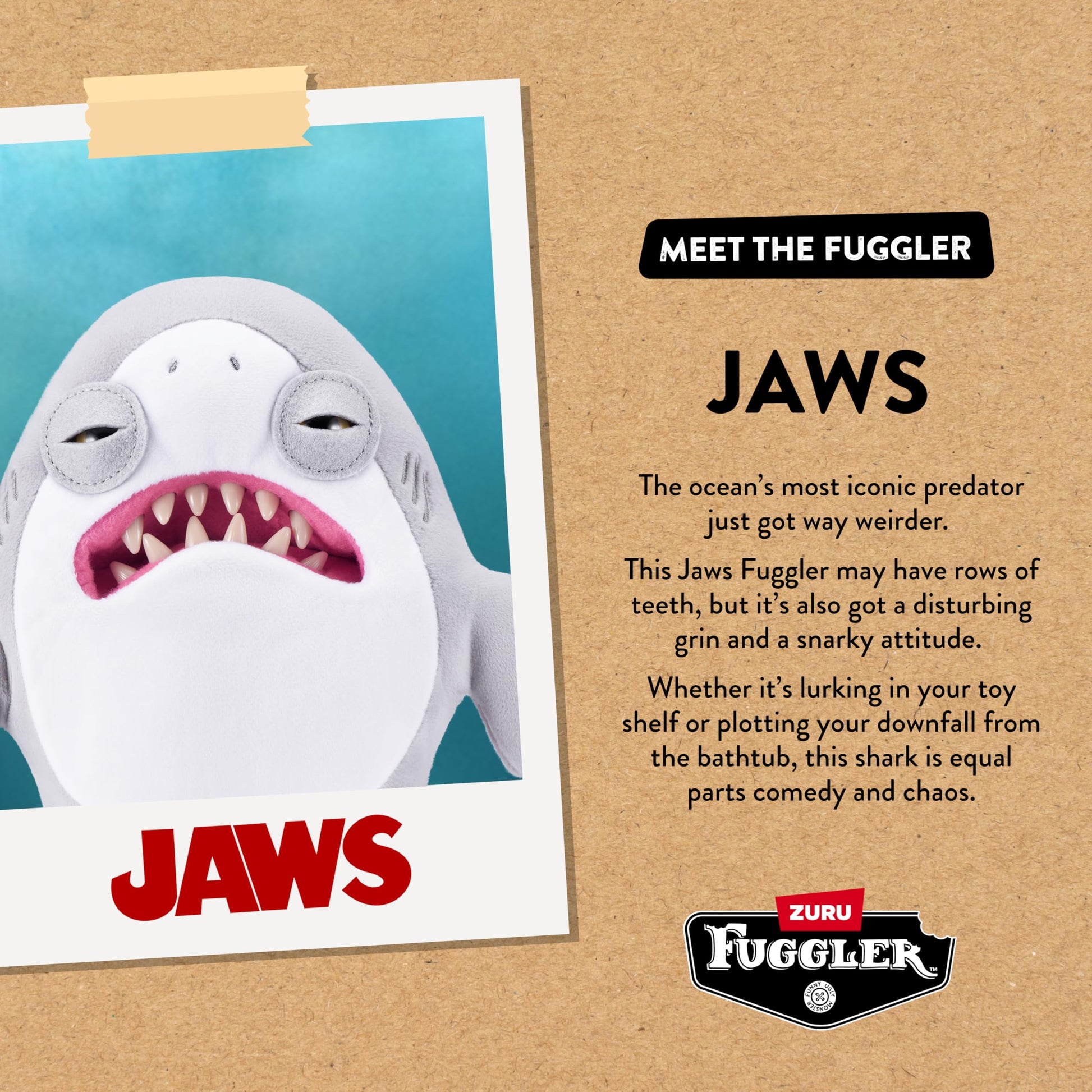 Fuggler Jaws 9-Inch Licensed Plush by ZURU - Funny Ugly Monster Stuffed Animal, Creepy Collectible Plush Toy for Kids, Tweens, Teens & Adults