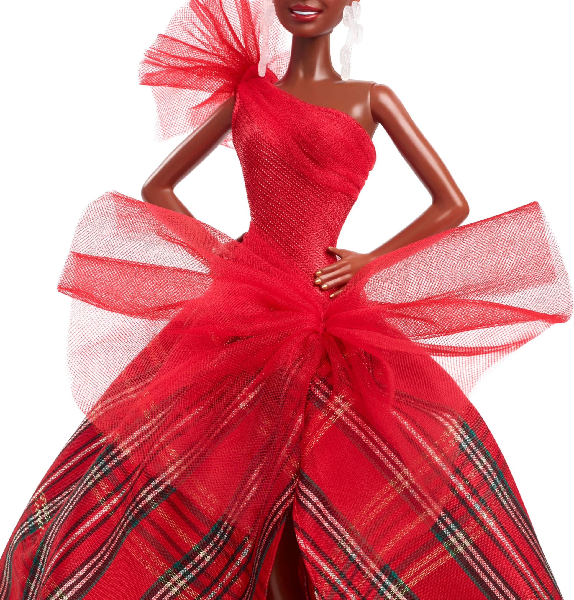 Barbie Signature Doll, 2024 Holiday Barbie Fashion Doll with Brown Hair Wearing Plaid Gown, Seasonal Collector Gift in Displayable Packaging