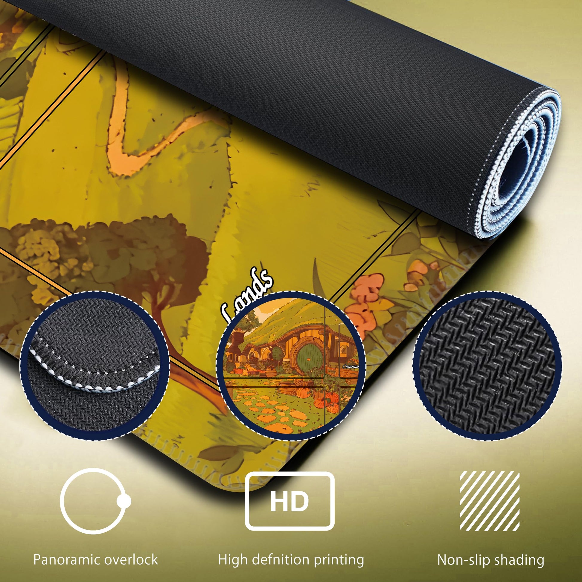 Premium TCG Playmat - 24x14 Professional Rubber Battle Mat for MTG Card Games - Includes Triangular Storage Tube, 12 Counter Dice & 2 Special 20-Sided