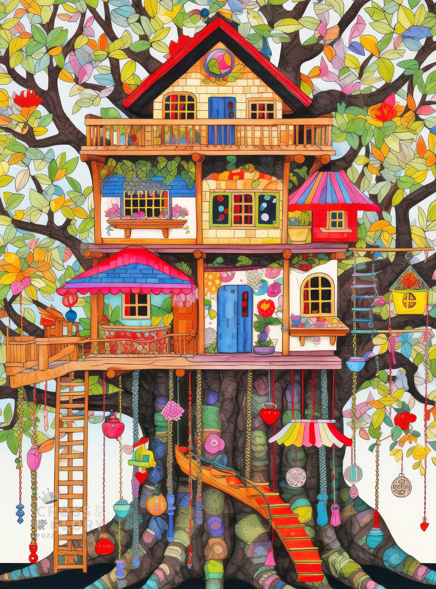 Cross & Glory | 500 Piece Puzzles for Adults | Fantastical Treehouse Escape
