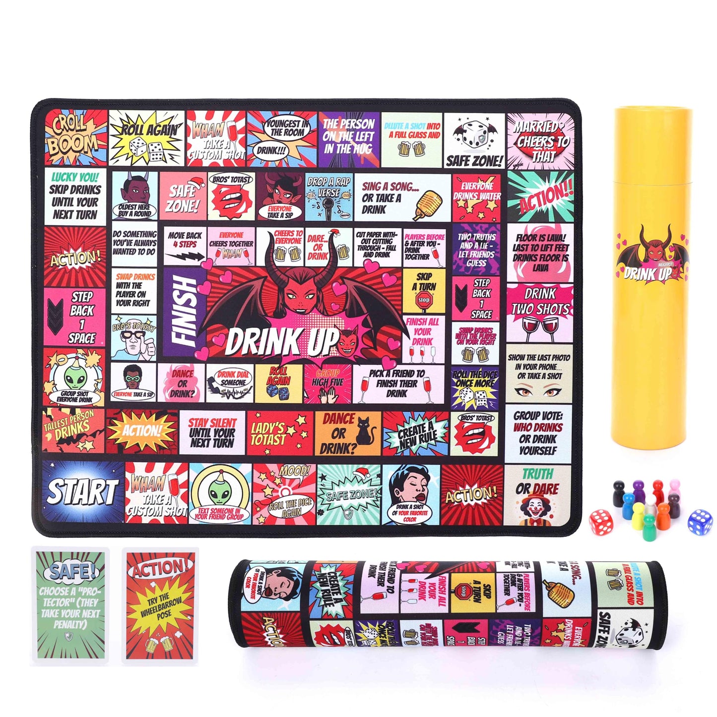 weigeyco Drinking Board Game for Adults, Couples Drinking Game, Outdoor Rubber Mat Party Game with 40 Truth or Dare Cards, Bachelorette & Girls Night