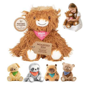 Lilly's Love Weighted Stuffed Animals for Adults & Kids - 5lb Highland Cow Plush for Anxiety, ADHD & Sensory | Machine Washable Weighted Stuffed