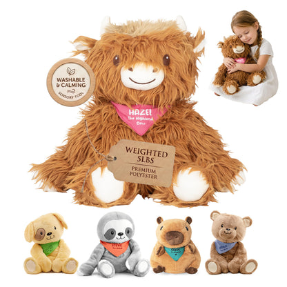 Lilly's Love Weighted Stuffed Animals for Adults & Kids - 5lb Highland Cow Plush for Anxiety, ADHD & Sensory | Machine Washable Weighted Stuffed