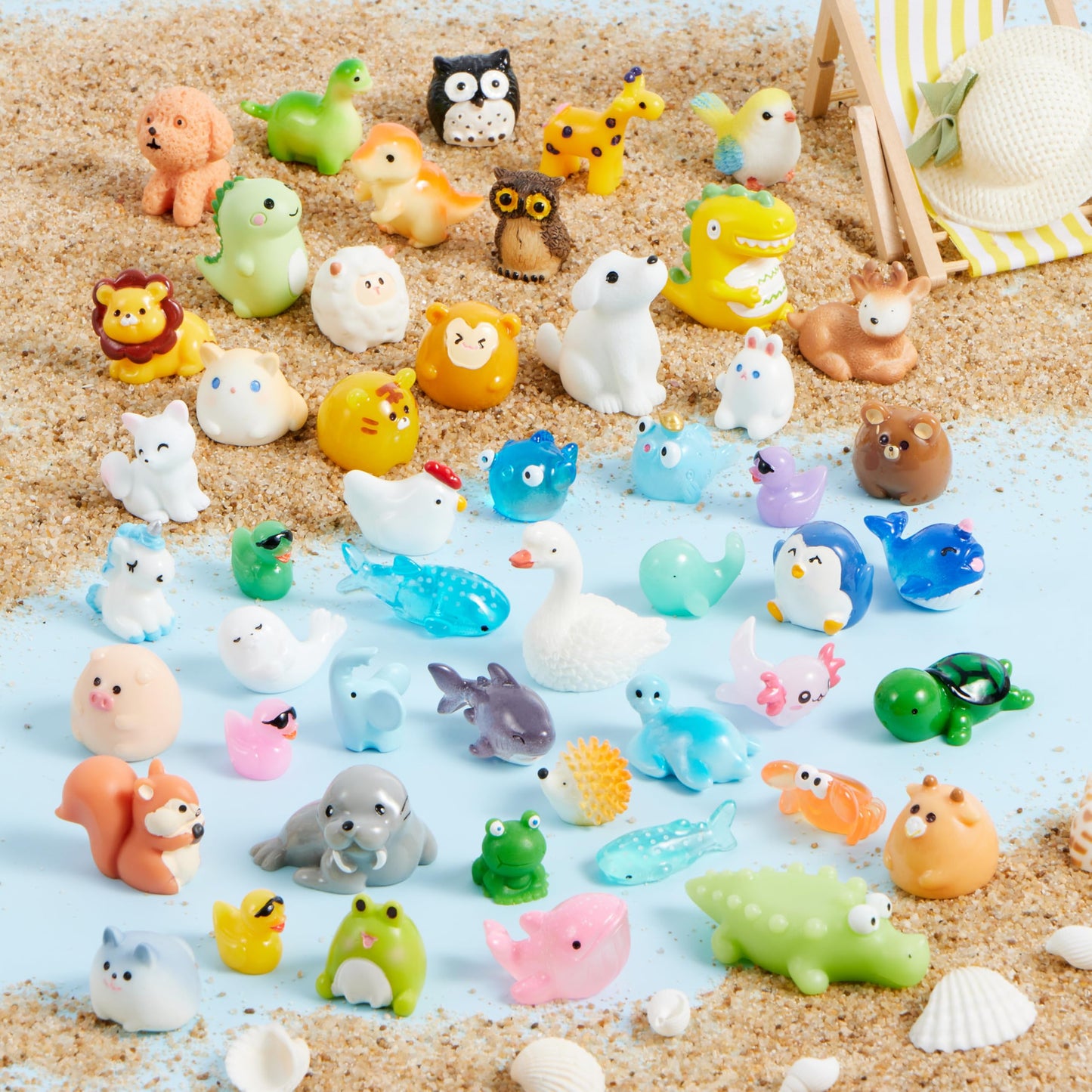 JOYIN 50 Pcs Mini Resin Animals Figures, Mix Resin Animals Figurines for Fairy Garden Accessories, Dollhouse Decorations, Slime Charms for Crafts, DIY