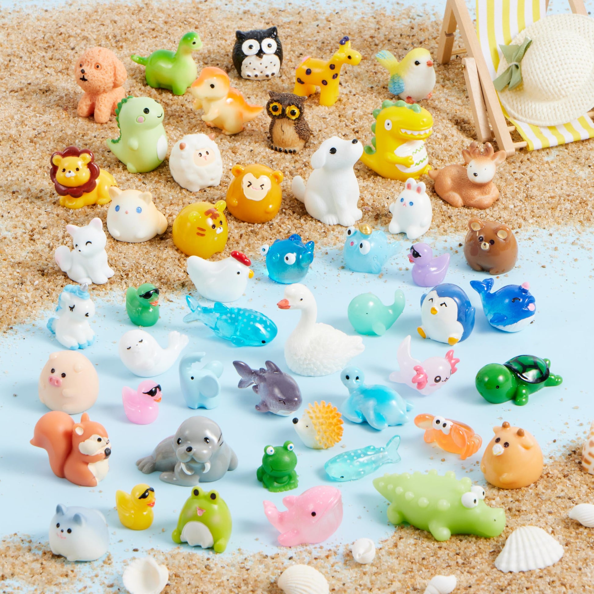 JOYIN 50 Pcs Mini Resin Animals Figures, Mix Resin Animals Figurines for Fairy Garden Accessories, Dollhouse Decorations, Slime Charms for Crafts, DIY