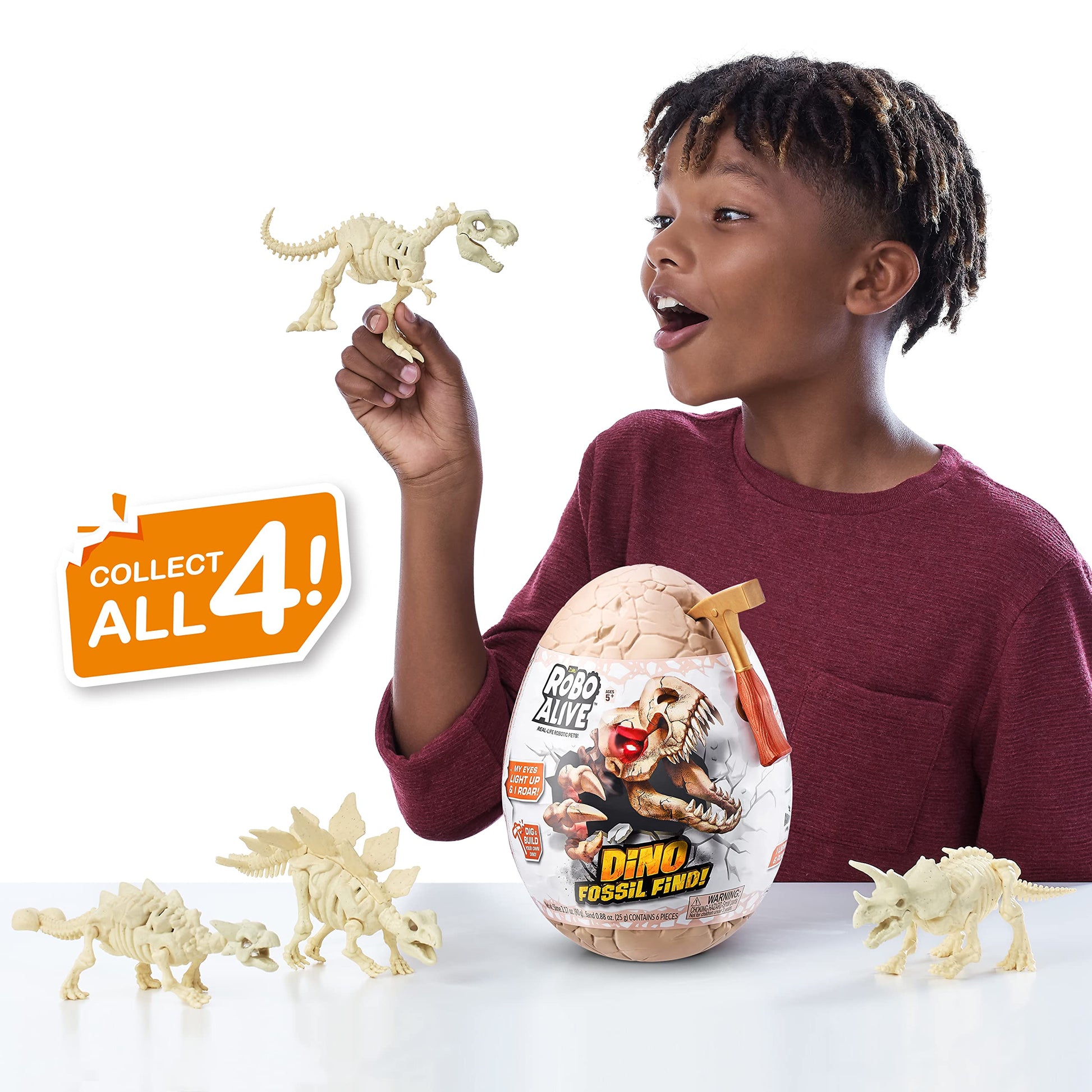 Robo Alive Dino Fossil Find - Stegosaurus by ZURU Excavate Dinosaur Fossils Digging Kit Collectible Toy with Slime, Multi-Color, Small