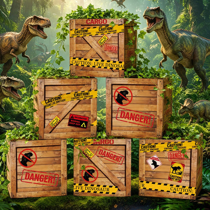 Dinosaur Party Decorations 6 Pcs Dinosaur Theme Boxes with 2 Ivy Vines Dinosaur Centerpieces for Dino Birthday Party Decorations Table Centerpieces