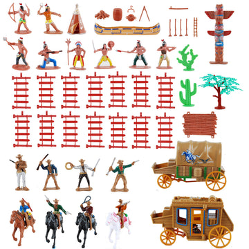 NWFashion 55PCS/Set West Cowboys American Indians Plastic Figure Playset Accessories