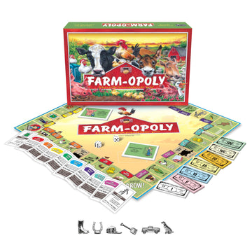 Late for the Sky Farm-Opoly Board Game - Family Property Trading Fun, Farm Theme, 2-6 Players, Ages 8+, Strategy Party Game Night Gift