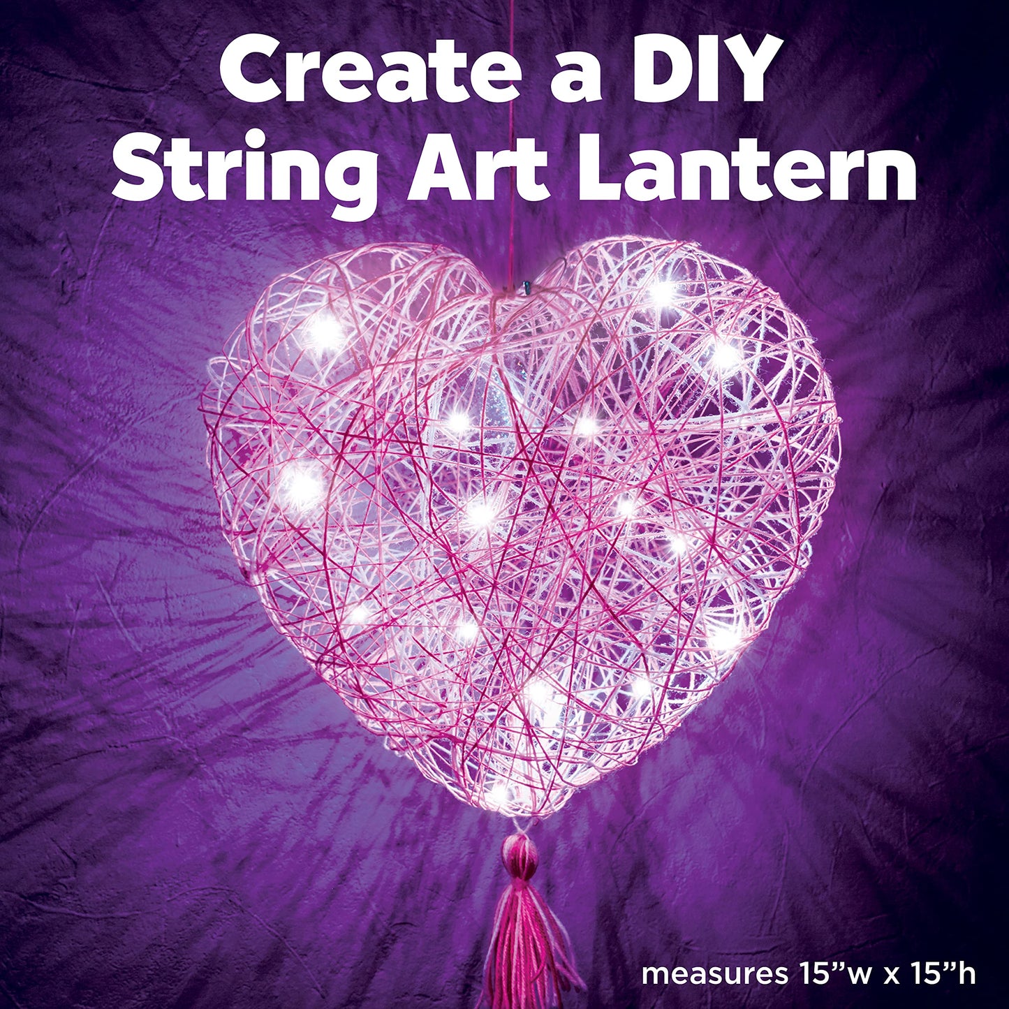Creativity for Kids String Art Heart Light Kit | Create a Glowing Heart Lantern with Easy String Art | Relaxing DIY Craft & Mindful Activity for Kids