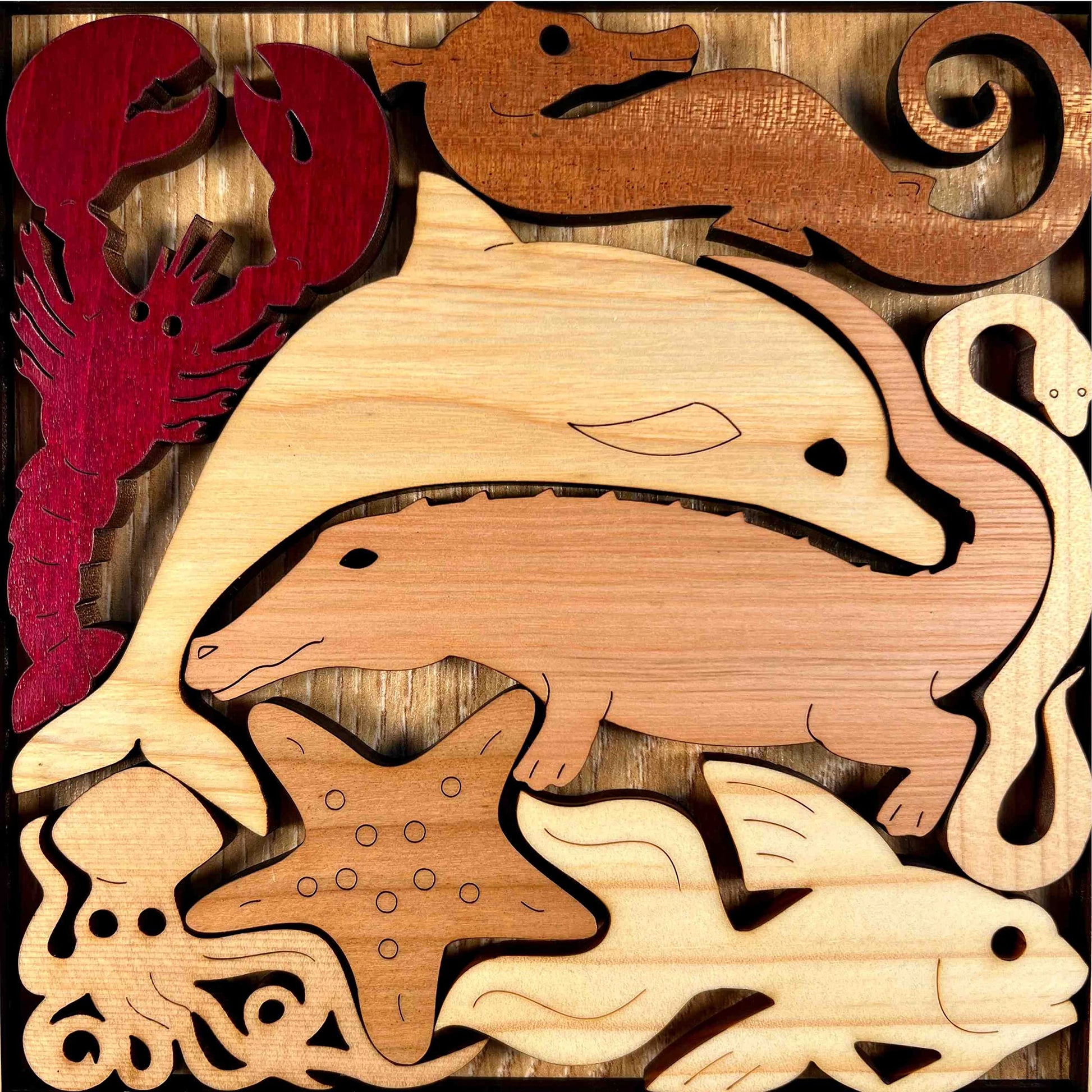 Sea Creatures an Aquatic Adventure of a Wood Puzzle and Brain Teaser