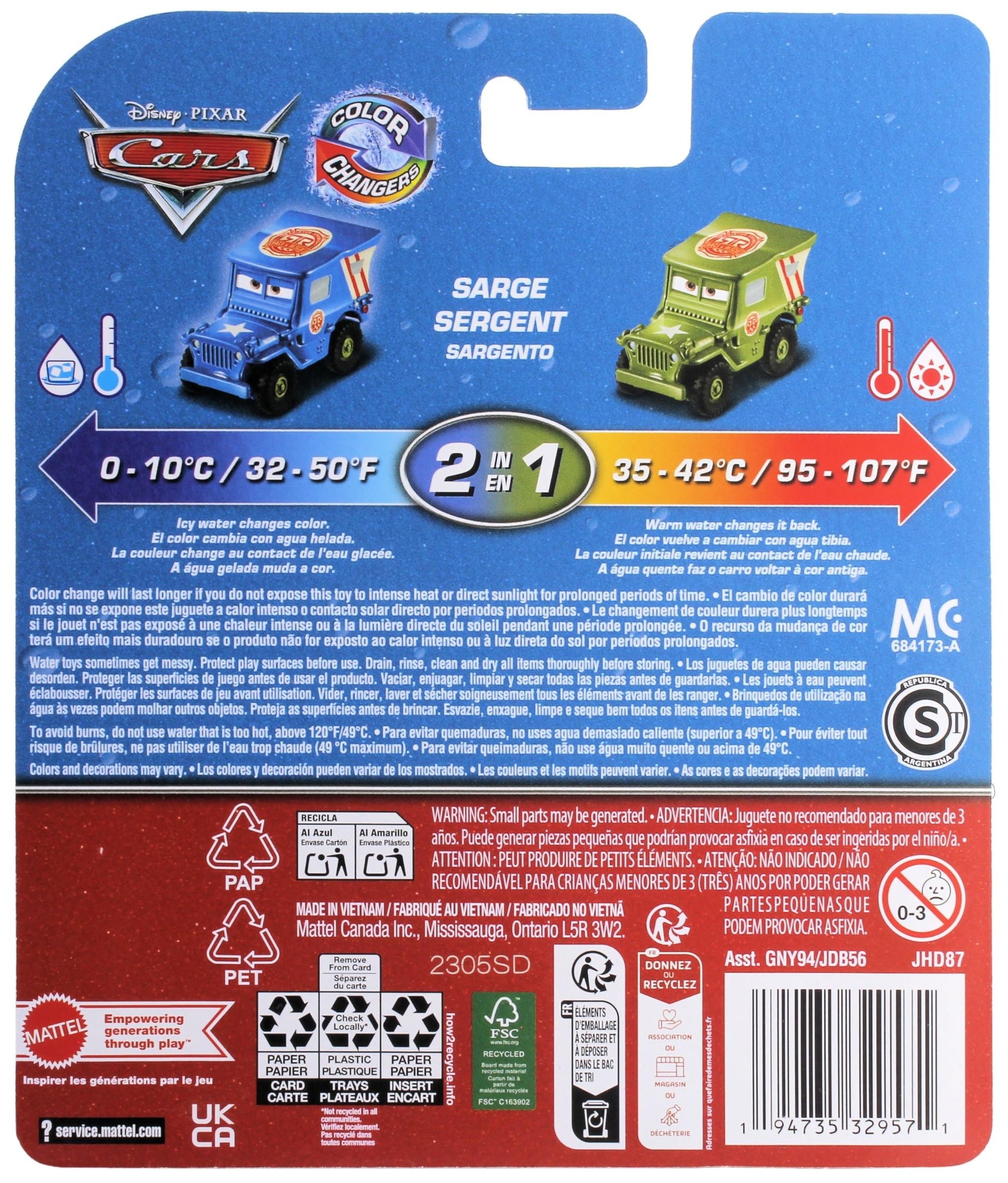 Disney Cars 2025 Color Changers Radiator Springs Race & Rescue Sarge