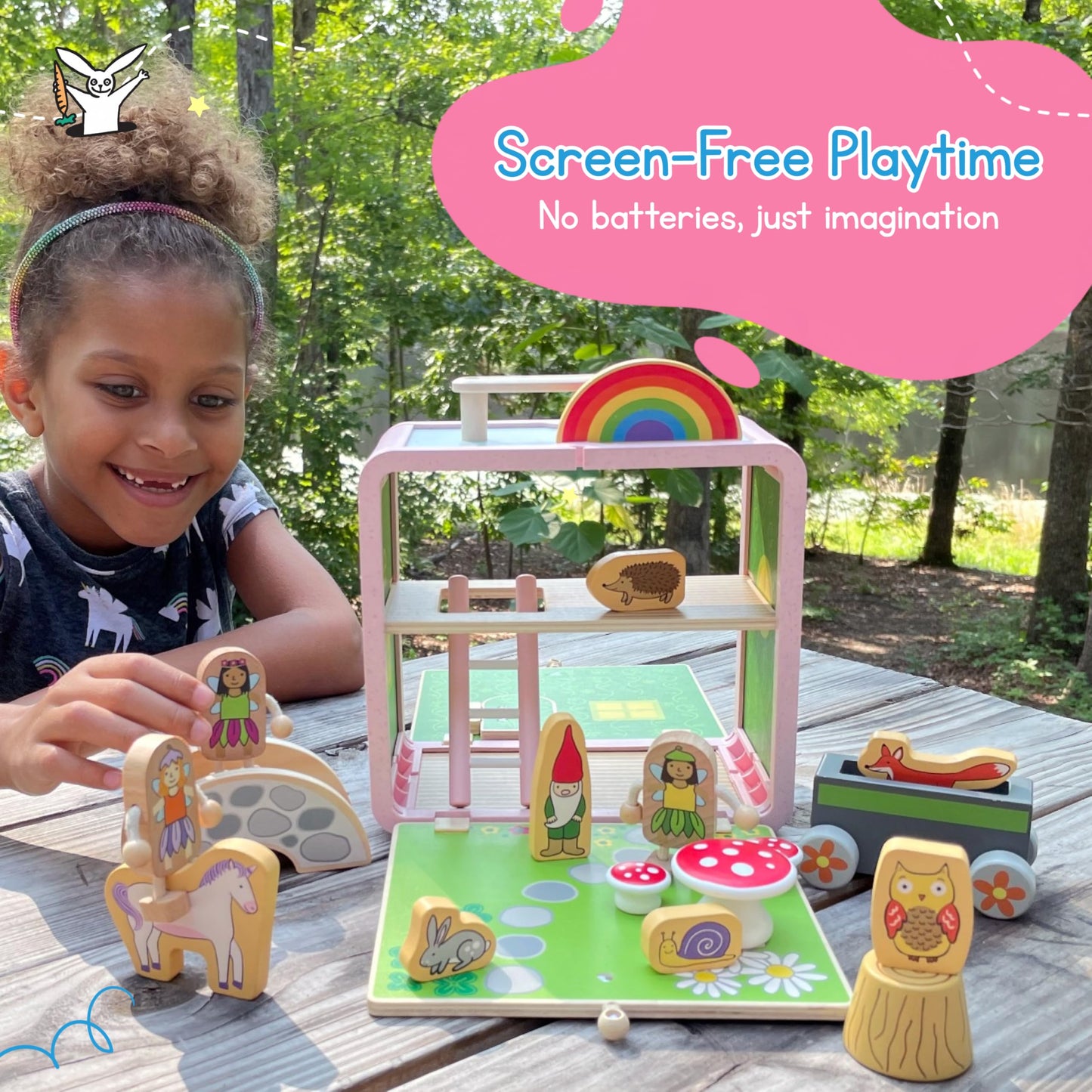 Jack Rabbit Creations Fairy Suitcase Playset - 17-Piece Dollhouse - Ages 3+